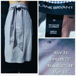 Lane Bryant Blue Pinstripe Skirt With Belt Size 14